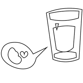 Kidneys water black and white clipart