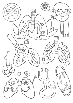 Lungs black and white vector
