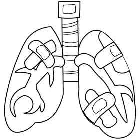 Lungs damaged black and white clipart