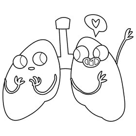 Lungs friends black and white clipart