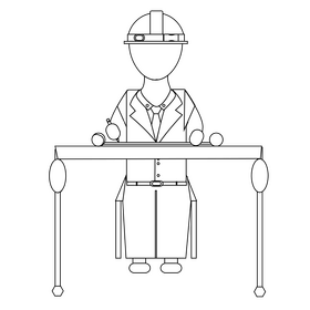Engineer drawing black and white clipart