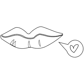 Mouth love black and white clipart