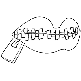 Mouth zip black and white clipart