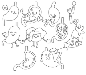 Stomach black and white vector