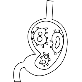 Stomach bacteria black and white clipart