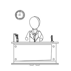 Financial advisor drawing black and white clipart