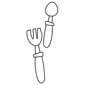 Stomach fork black and white clipart