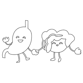 Stomach friends black and white clipart