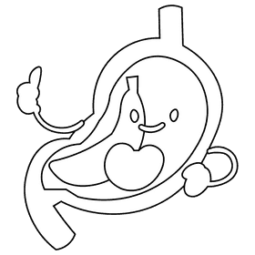 Stomach full black and white clipart