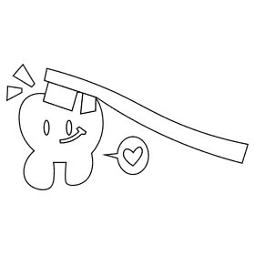 Tooth cleaning black and white clipart