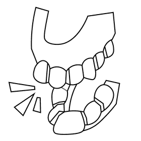 Tooth fake black and white clipart