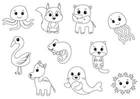 Animals black and white vector