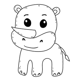 Rhinoceros black and white clipart