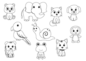 Animals black and white vector