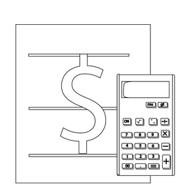 Financial report drawing black and white clipart
