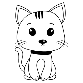 Cat black and white clipart