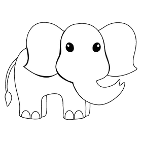 Elephant black and white clipart