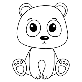 Panda black and white clipart