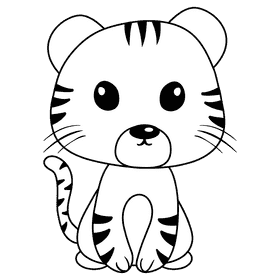 Tiger black and white clipart