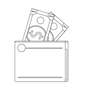 Wallet drawing black and white clipart