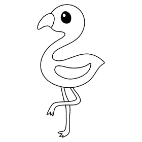 Flamingo black and white clipart