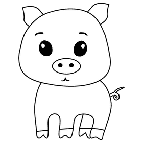 Pig black and white clipart