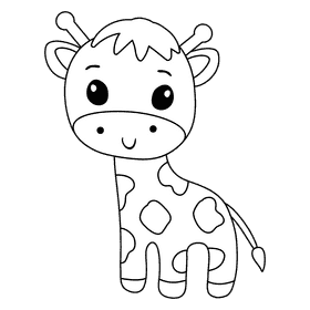 Giraffe black and white clipart