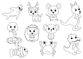 Animals black and white vector