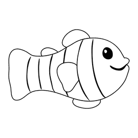 Clown fish black and white clipart