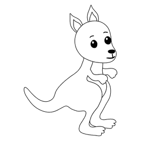 Kangaroo black and white clipart