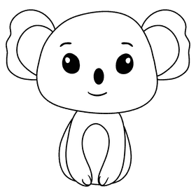Koala bear black and white clipart