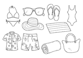 Summer clothing black and white vector