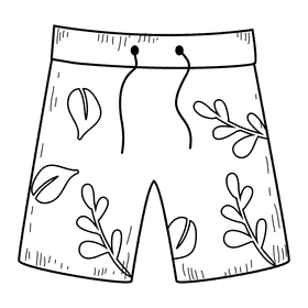 Swim short black and white clipart
