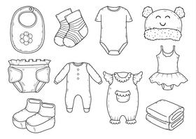 Baby clothes black and white vector