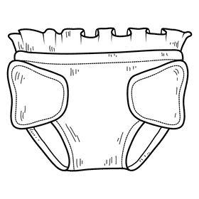 Diaper black and white clipart