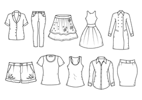 Female clothes black and white vector