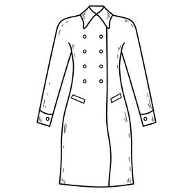 Female coat black and white clipart
