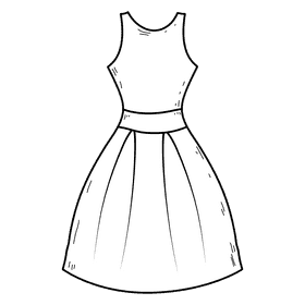 Female frock black and white clipart