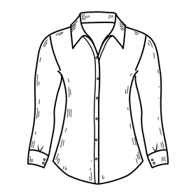 Female shirt black and white clipart