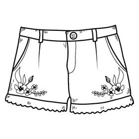 Female short black and white clipart