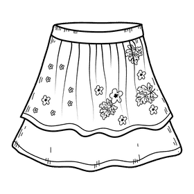 Female skirt black and white clipart