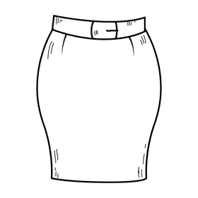 Female tight skirt black and white clipart