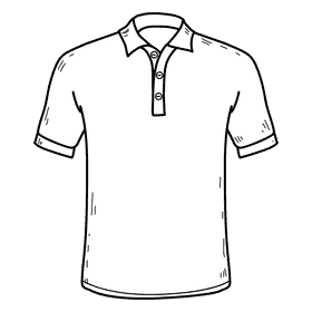 Male white polo shirt black and white clipart