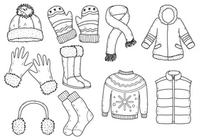 Winter clothes black and white vector