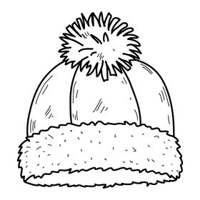 Beanie black and white clipart