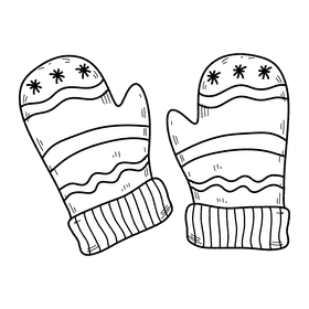 Mittens black and white clipart