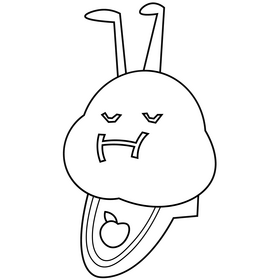 Cartoon caterpillar eating drawing black and white clipart