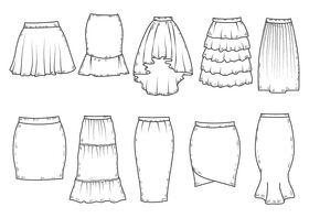 Skirts black and white vector