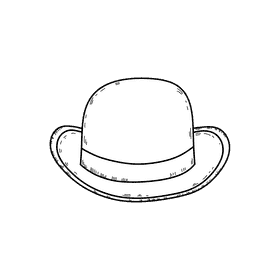 Men bowler hat black and white clipart