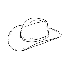Men cow boy hat black and white clipart